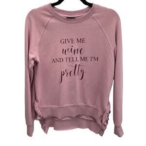 Who What Wear Give Me Wine and Tell Me I'm Pretty Ruffle Sweatshirt Womens Small